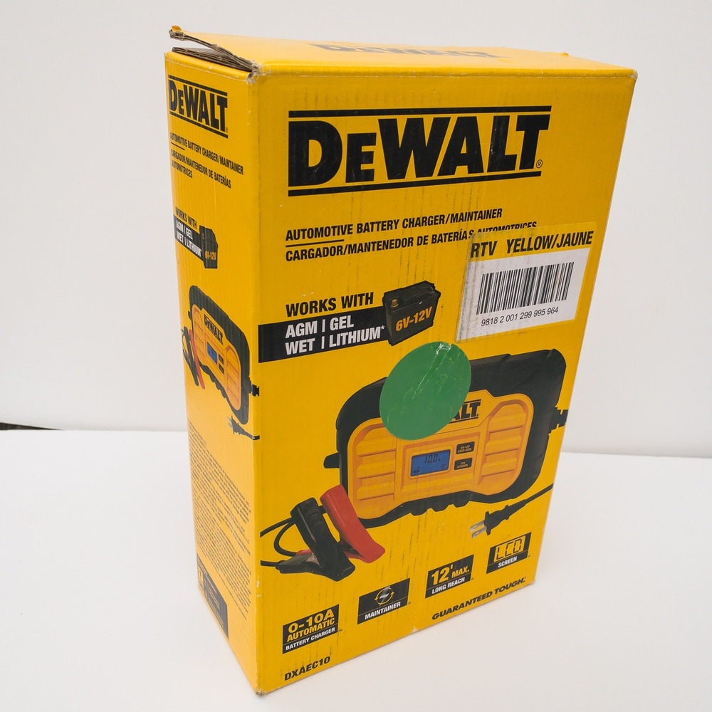 DEWALT DXAEC10 Battery Charger Maintainer Yellow 6V 12V 10A Lithium